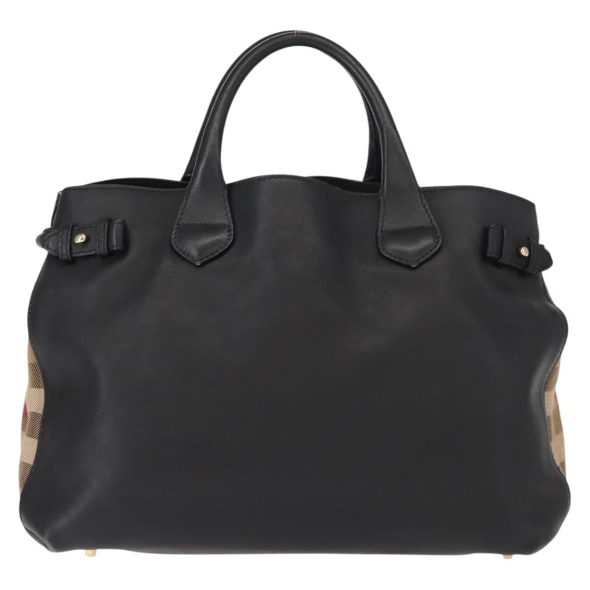 Burberry Banner Tote Leather, BLACK, LEATHER, Tote bag