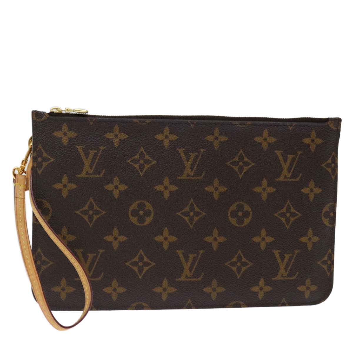 Louis Vuitton Neverfull Pochette Monogram Canvas, BROWN, CANVAS, Clutche & pouche