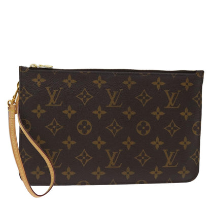 Louis Vuitton Neverfull Pochette Monogram Canvas, BROWN, CANVAS, Clutche & pouche