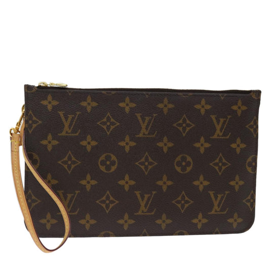 Louis Vuitton Neverfull Pochette Monogram Canvas, BROWN, CANVAS, Clutche & pouche