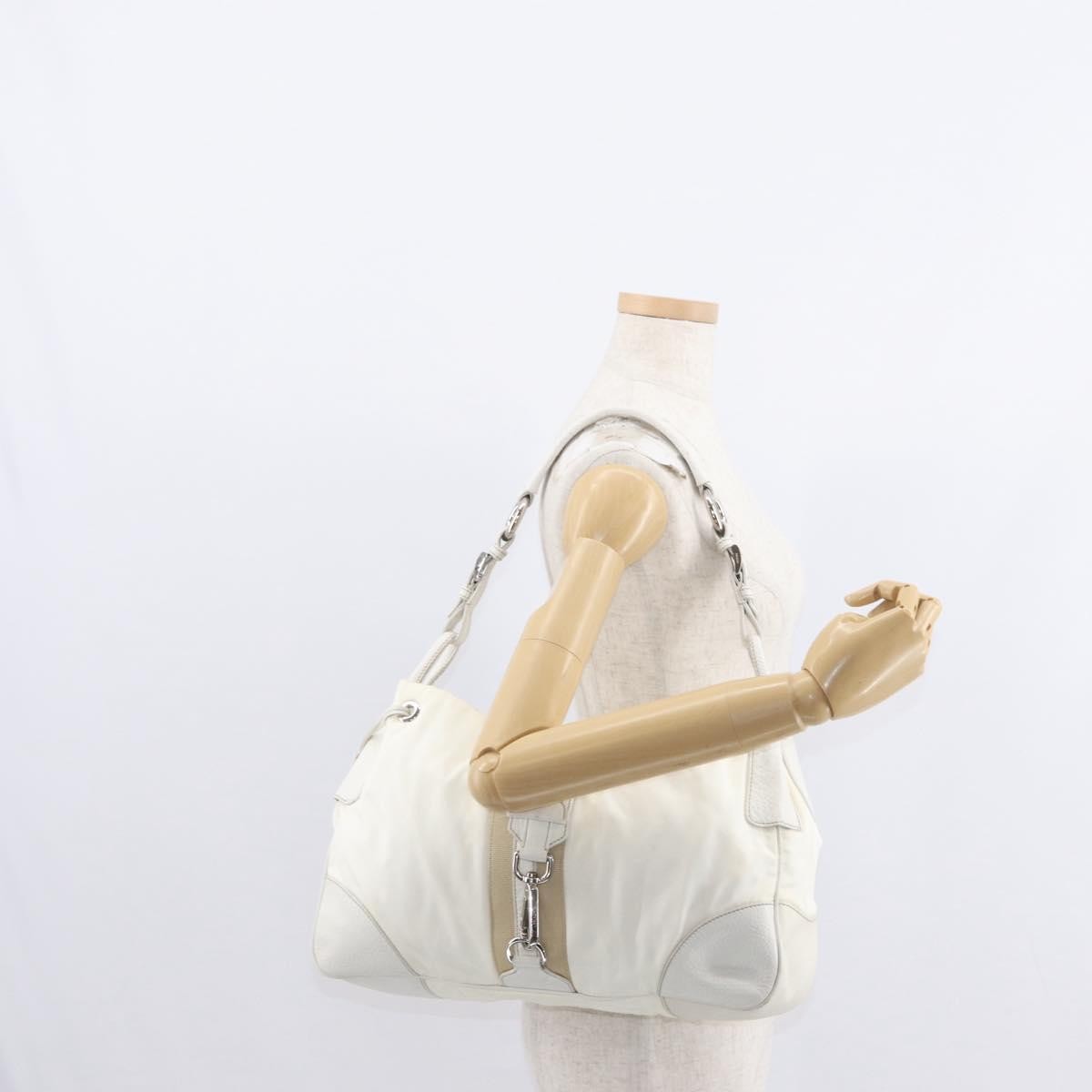 Prada Re-Edition 2002 Moon Handle Bag Re-Nylon and Leather, WHITE, NYLON, Shoulder bag
