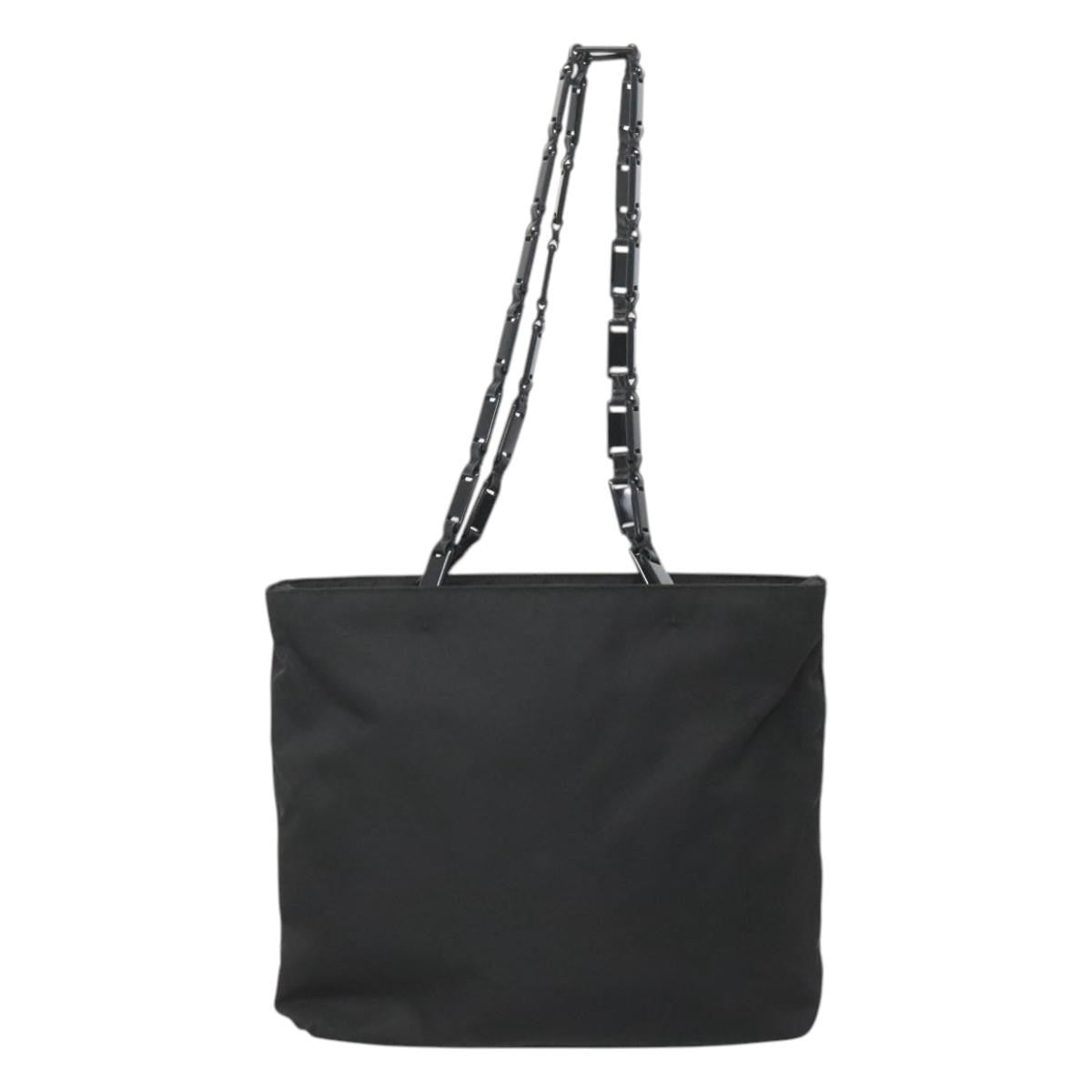 Prada Chain Shoulder Bag Tessuto, BLACK, NYLON, Shoulder bag