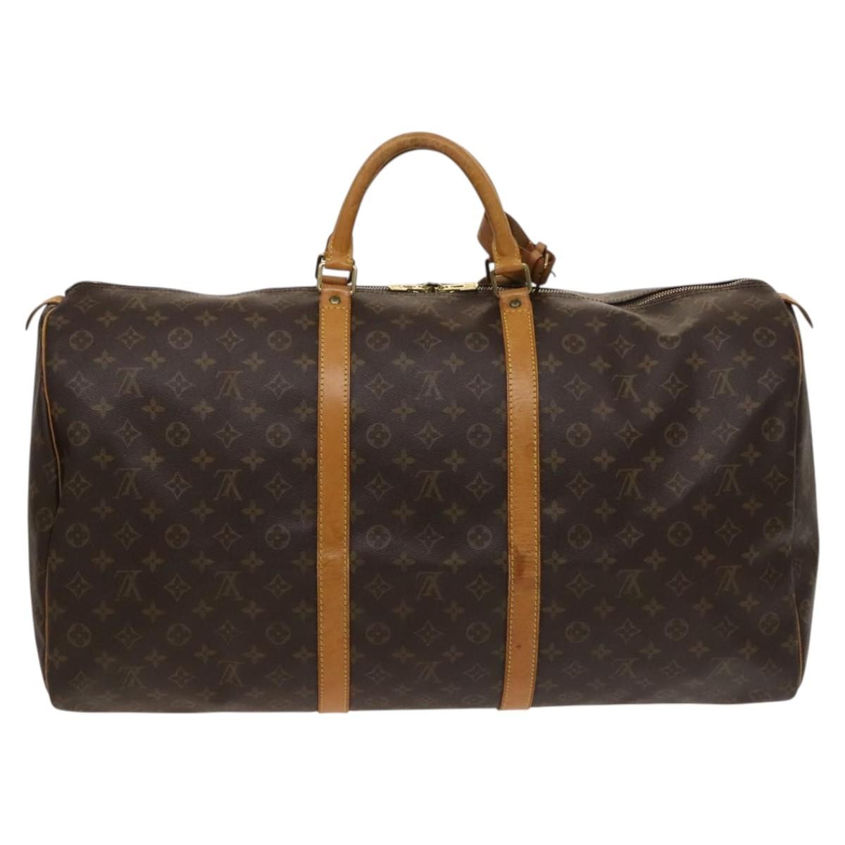 Louis Vuitton Keepall Bag Monogram Canvas, BROWN, CANVAS, Travel bag