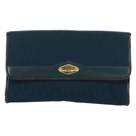Christian Dior Vintage Chain Flap Shoulder Bag Diorissimo Canvas, Navy, Canvas, Shoulder Bag