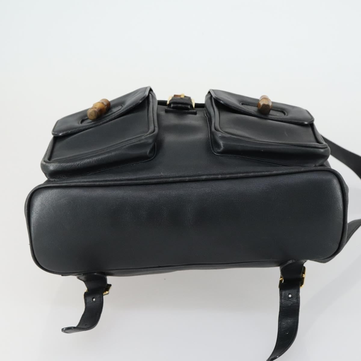 Gucci Vintage Bamboo Backpack Leather, BLACK, LEATHER, Backpack