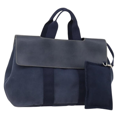 Hermes Valparaiso Bag Toile and Leather, NAVY, CANVAS, Handbag
