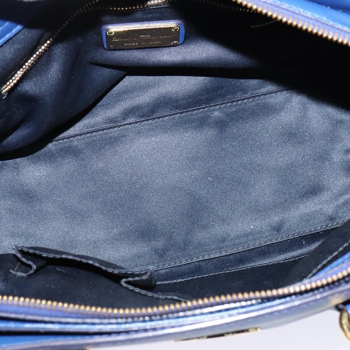 Salvatore Ferragamo Beky Tote Saffiano Leather, BLUE, LEATHER, Tote bag