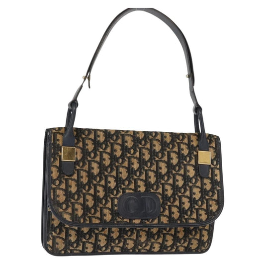 Christian Dior Vintage Trotter Shoulder Bag Canvas, NAVY, CANVAS, Shoulder bag