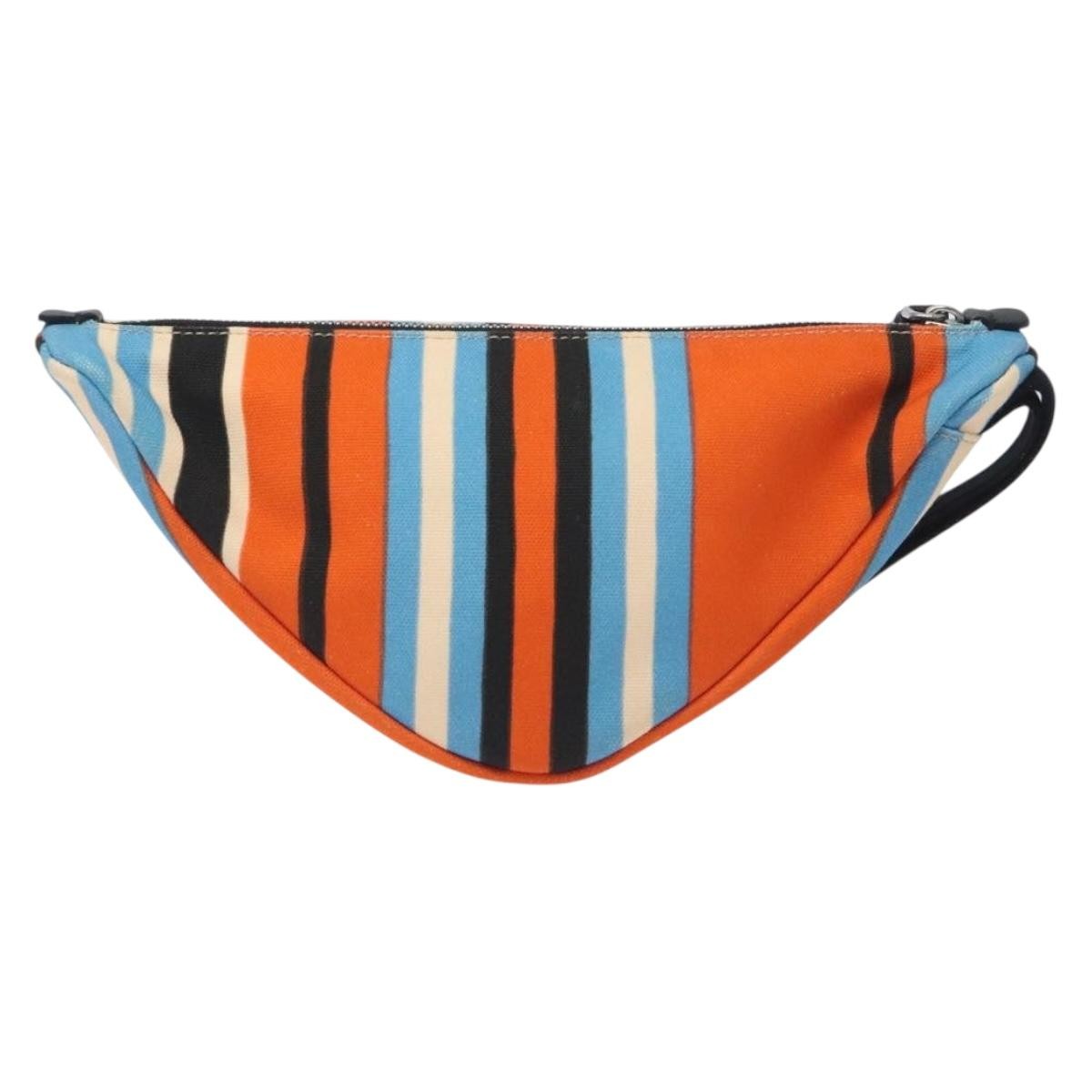 Prada Triangle Logo Wristlet Pouch Canvas, ORANGE, CANVAS, Clutche & pouche