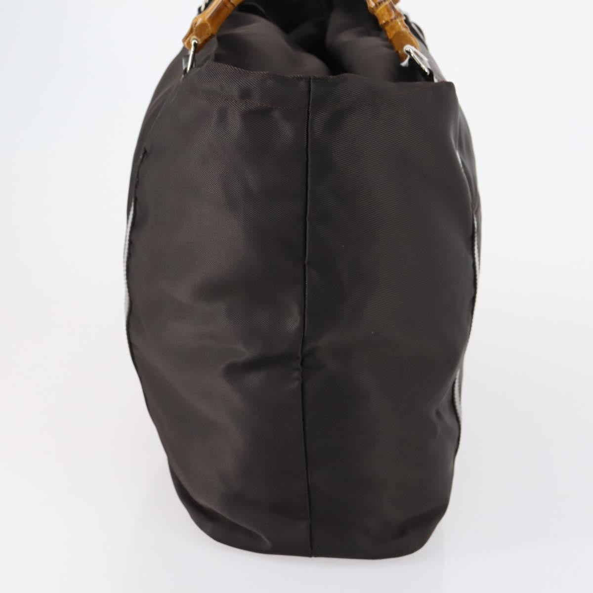 Gucci Vintage Bamboo Handle Tote Nylon, BROWN, NYLON, Tote bag