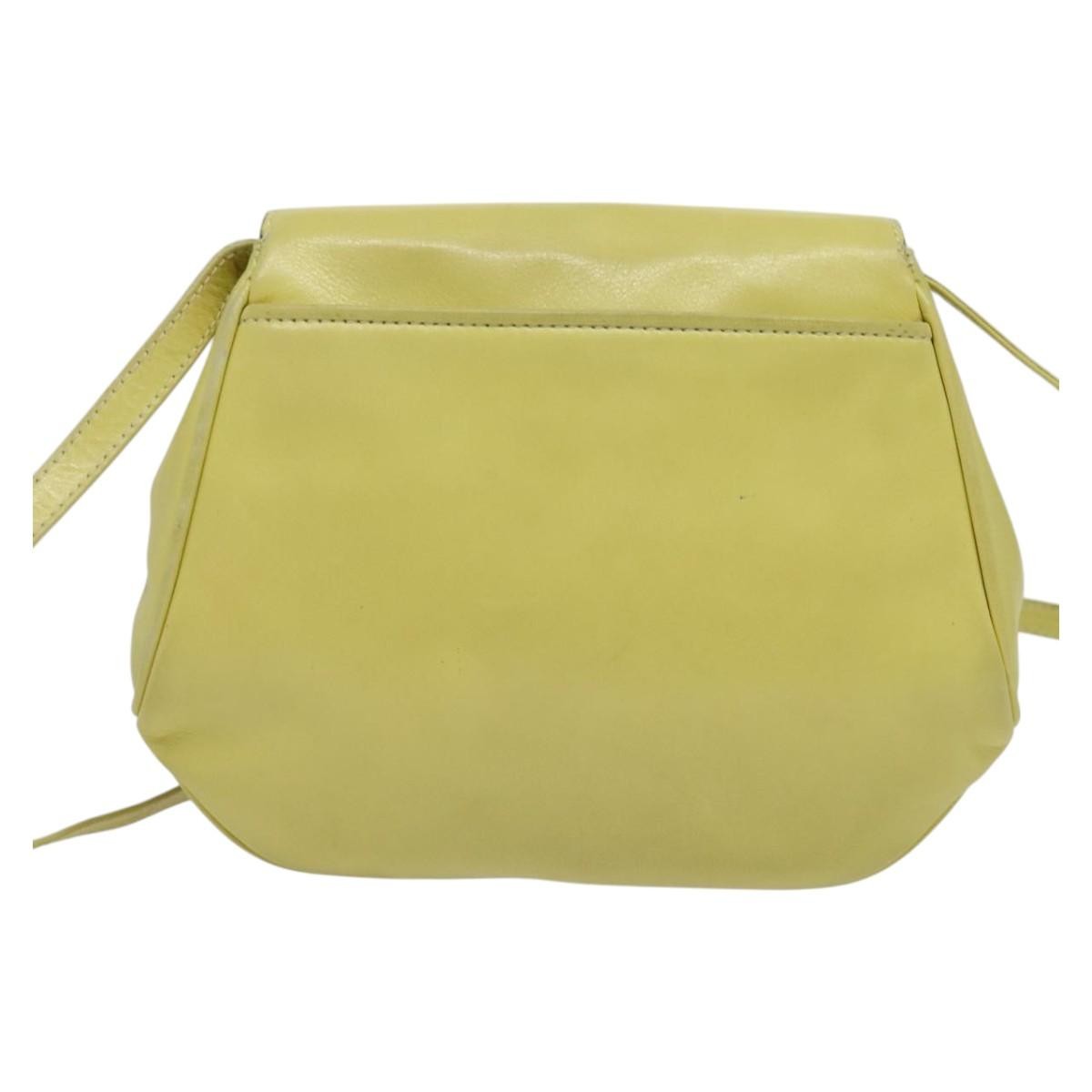 Celine Flap Shoulder Bag Leather, YELLOW, LEATHER, Shoulder bag