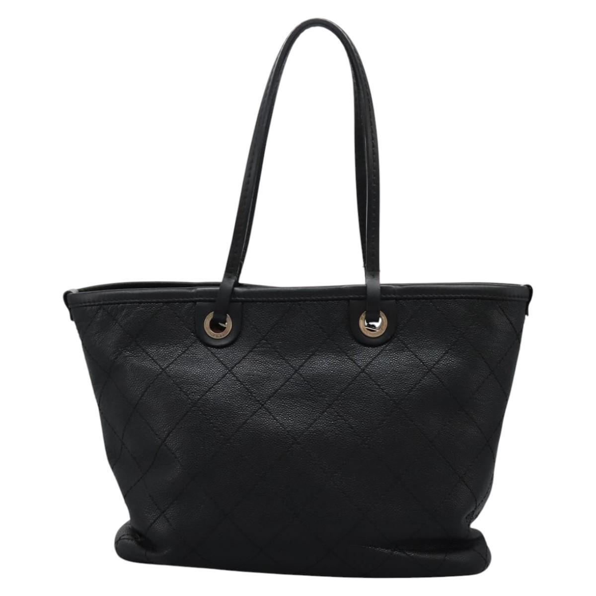Chanel Fever Tote Quilted Caviar, BLACK, LEATHER, Tote bag