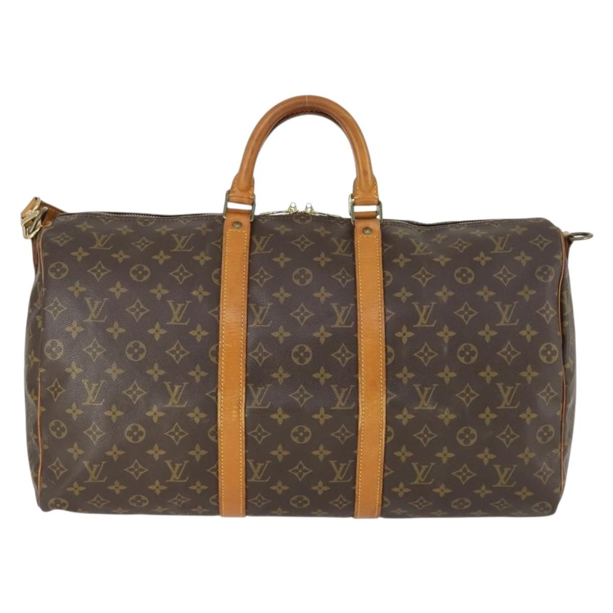 Louis Vuitton Keepall Bandouliere Bag Monogram Canvas, BROWN, CANVAS, Travel bag