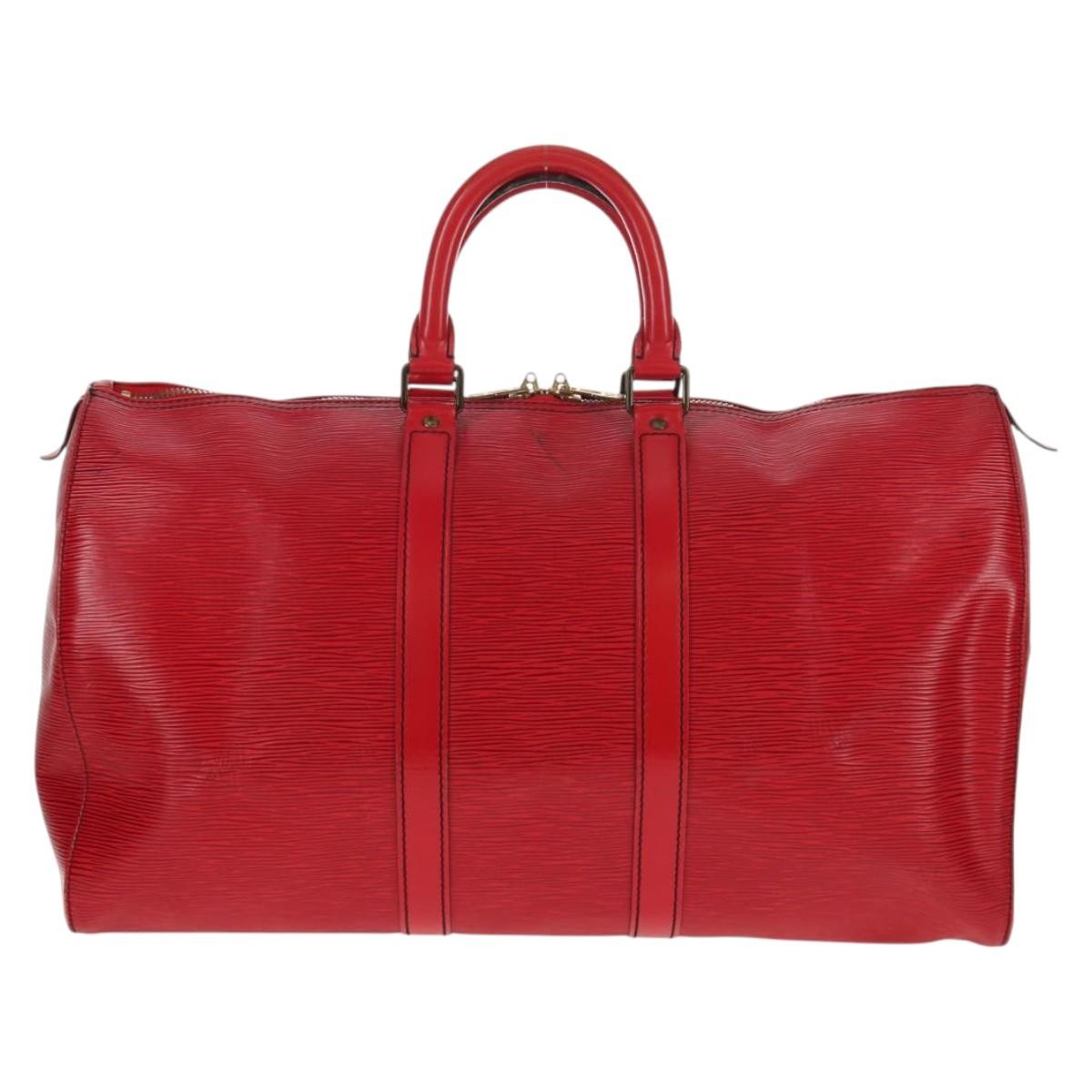 Louis Vuitton Keepall Bag Epi Leather, RED, LEATHER, Travel bag