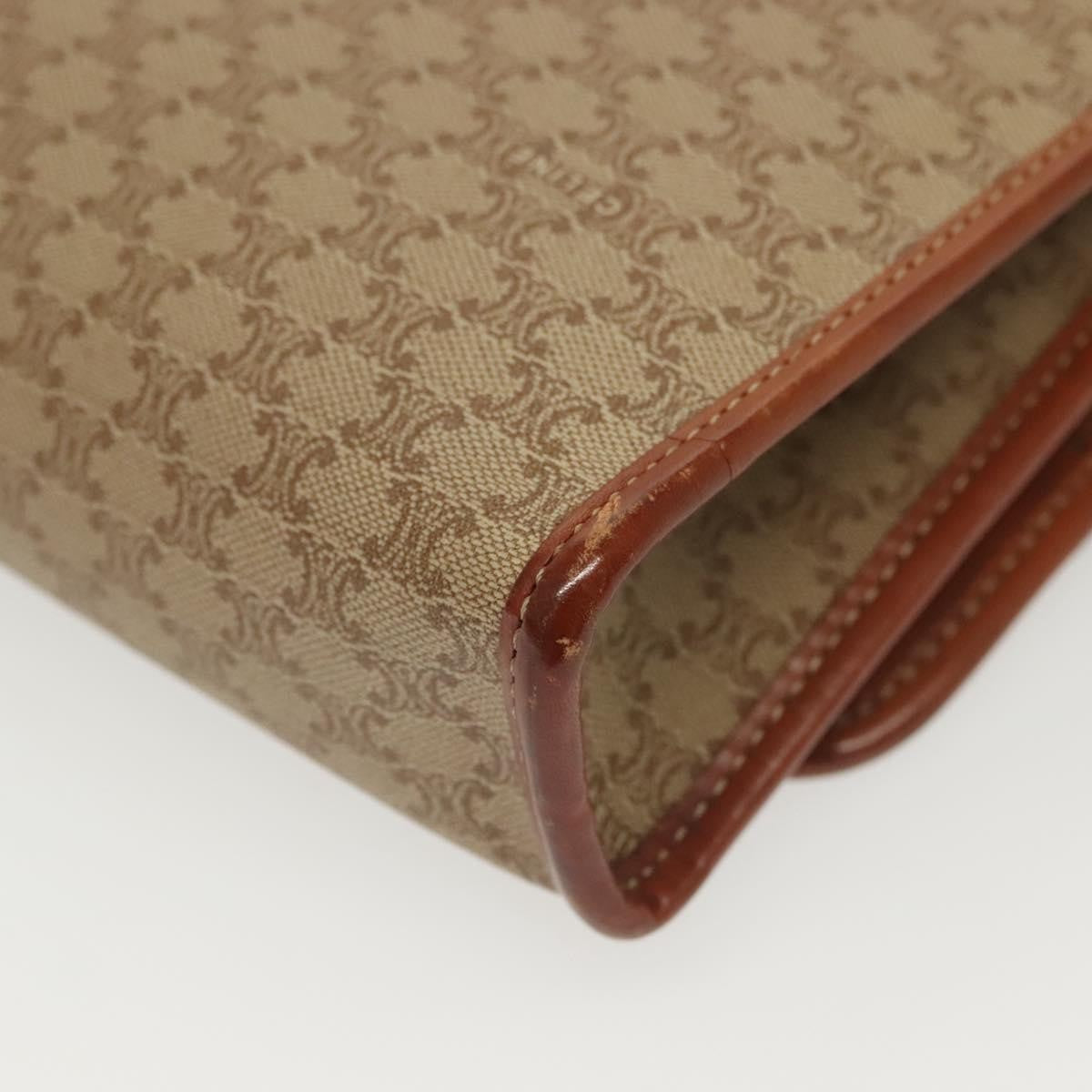 Celine Vintage Macadam Shoulder Bag Canvas and Leather, BEIGE, CANVAS, Shoulder bag