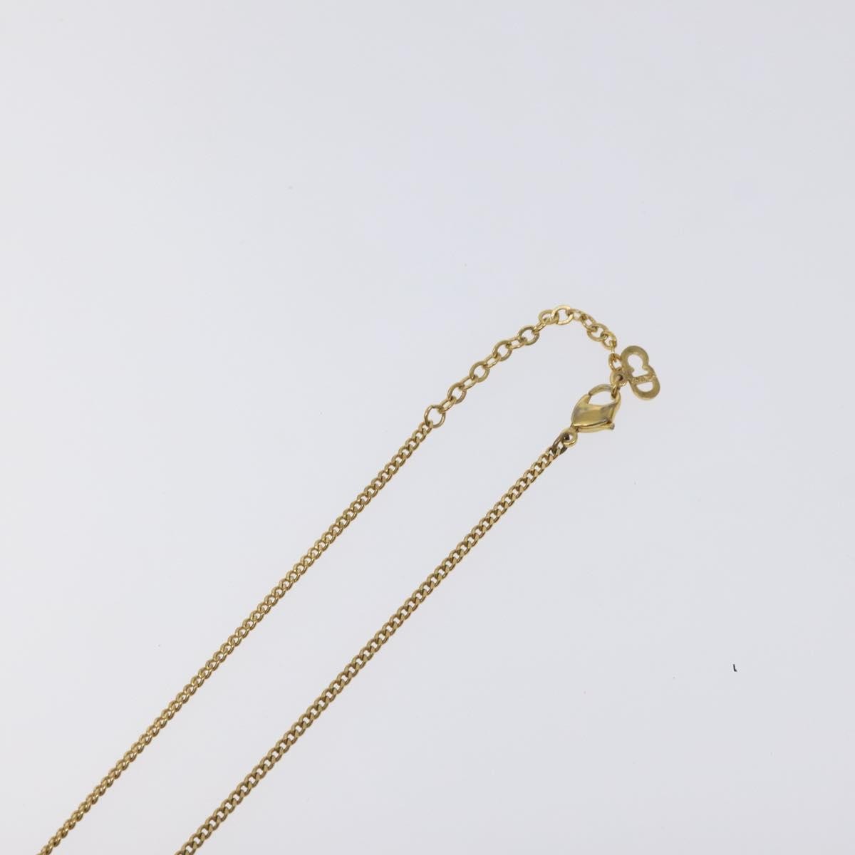 Christian Dior Vintage Logo Round Pendant Necklace Metal, GOLD, METAL, Necklace