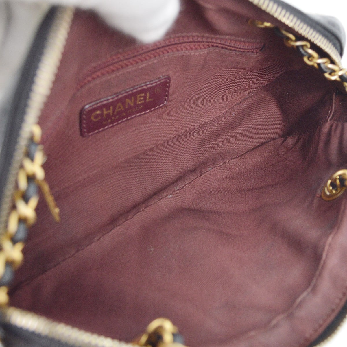 Chanel Chevron Camera Bag Quilted Leather, WHITE, LEATHER, Clutche & pouche