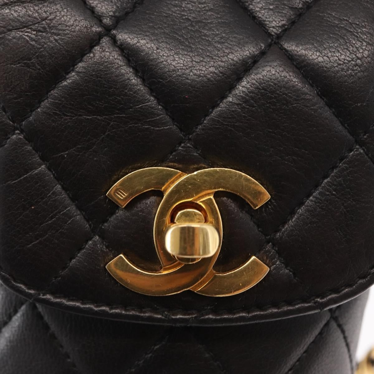 Chanel Chain Shoulder Bag Leather, BLACK, LEATHER, Shoulder bag