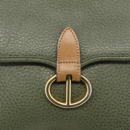 Christian Dior Vintage CD Flap Shoulder Bag Leather, KHAKI, LEATHER, Shoulder bag