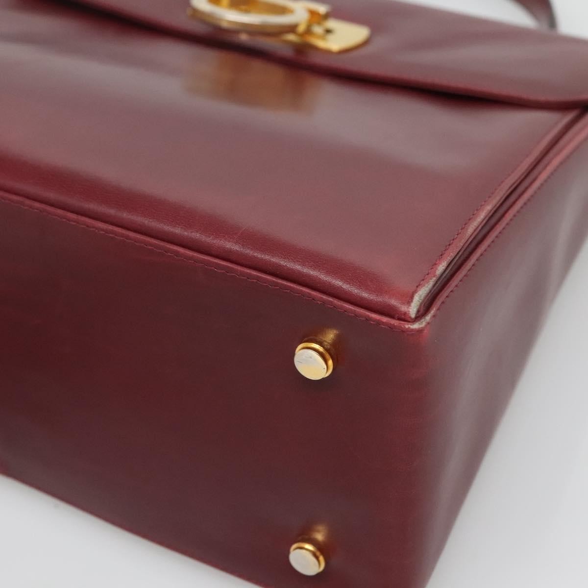 Salvatore Ferragamo Gancini handbag Leather, BURGUNDY, LEATHER, Handbag