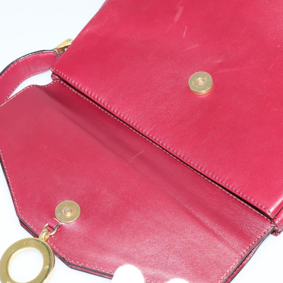 Celine Circle logo Leather, BURGUNDY, LEATHER, Shoulder bag