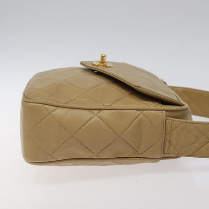 Chanel Vintage Front Pocket Camera Shoulder Bag Leather, BEIGE, LEATHER, Shoulder bag