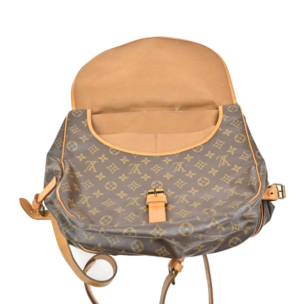 Louis Vuitton Saumur Handbag Monogram Canvas, BROWN, CANVAS, Shoulder bag