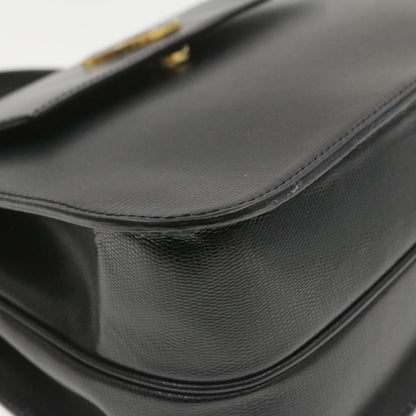 Celine Circle Logo Handbag Leather, BLACK, LEATHER, Handbag