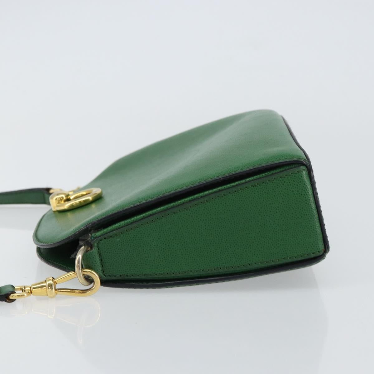 Celine Vintage Shoulder Bag Leather, GREEN, LEATHER, Shoulder bag