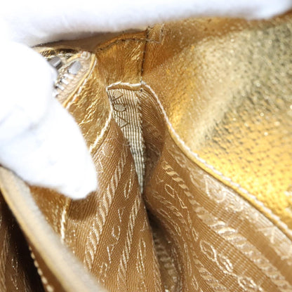 Prada Vintage Pouch Leather, GOLD, LEATHER, Clutche & pouche