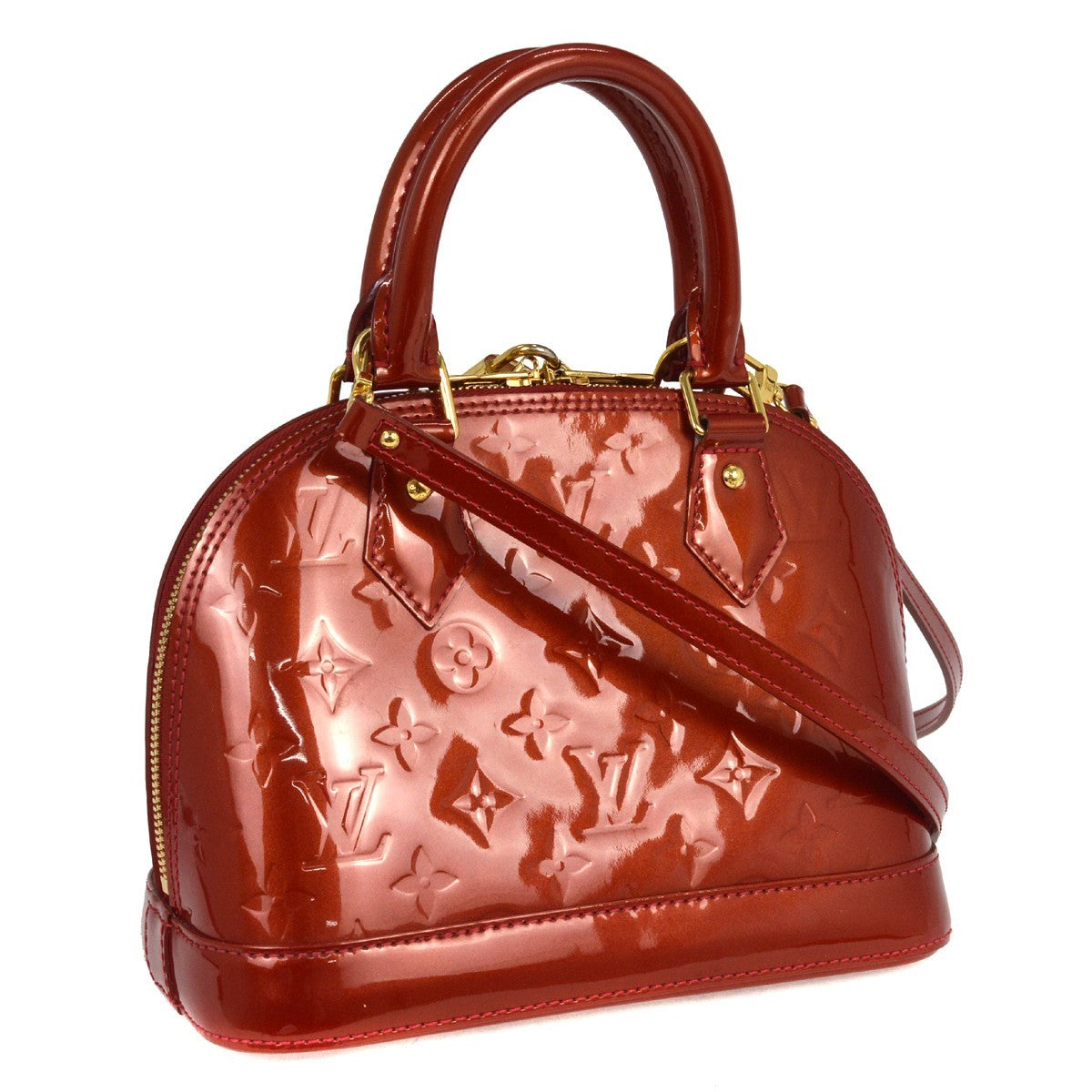 Louis Vuitton Alma Handbag Monogram Vernis, RED, PATENT_LEATHER, Handbag