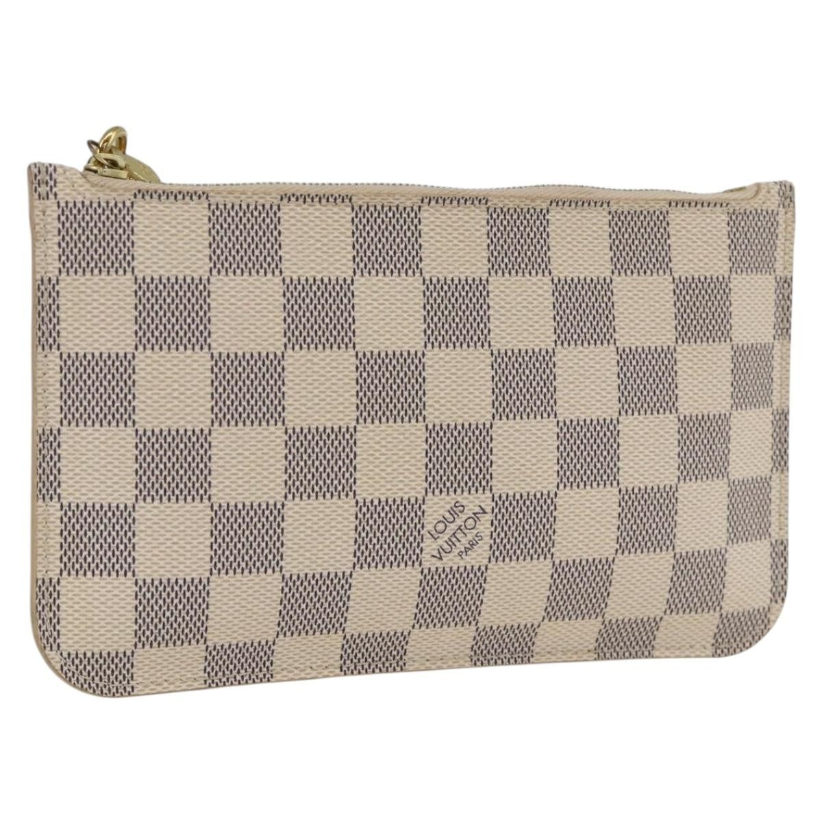 Louis Vuitton Neverfull Pochette Damier, WHITE, CANVAS, Clutche & pouche