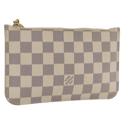 Louis Vuitton Neverfull Pochette Damier, WHITE, CANVAS, Clutche & pouche