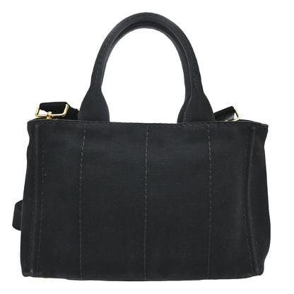 Prada Canapa Convertible Tote Canvas, BLACK, CANVAS, Tote bag