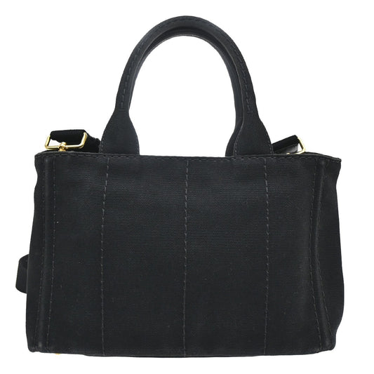 Prada Canapa Convertible Tote Canvas, BLACK, CANVAS, Tote bag