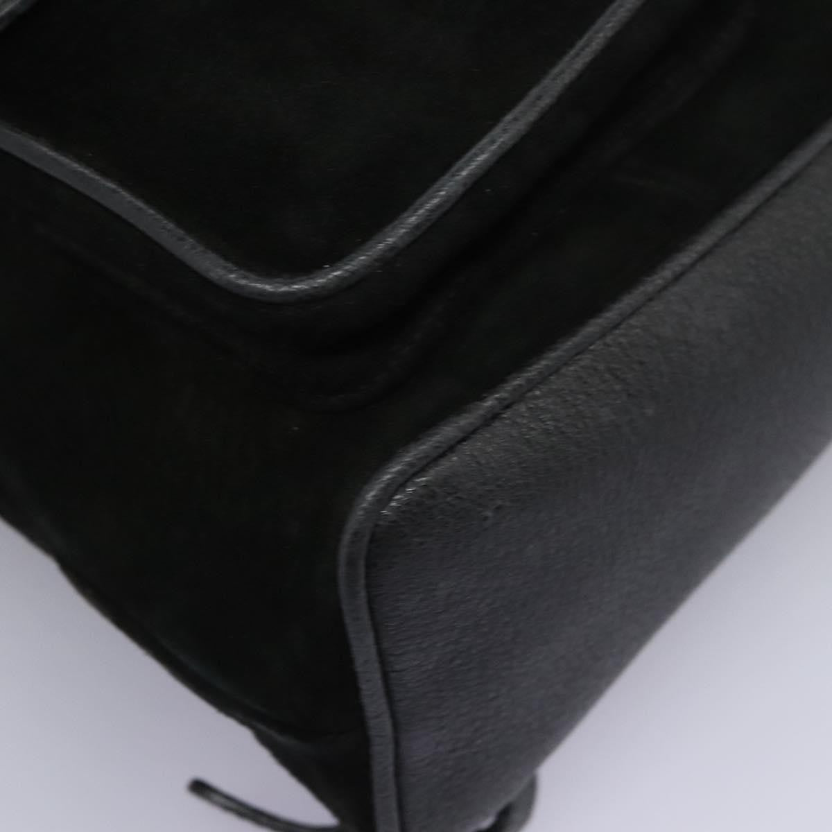 Gucci Vintage Bamboo Backpack Suede and Leather, Black, Suede, Backpack