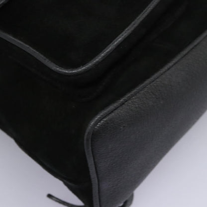 Gucci Vintage Bamboo Backpack Suede and Leather, Black, Suede, Backpack
