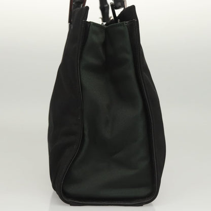 Gucci Vintage Bamboo Handle Tote Nylon, BLACK, NYLON, Tote bag