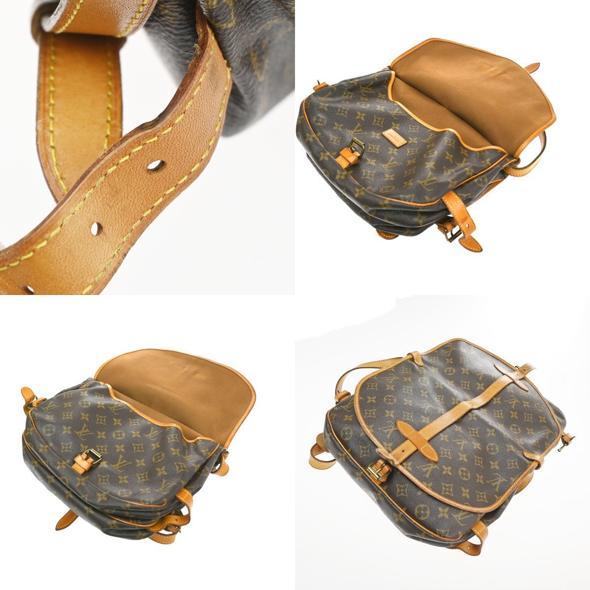 Louis Vuitton Saumur Handbag Monogram Canvas, Brown, Canvas, Shoulder Bag