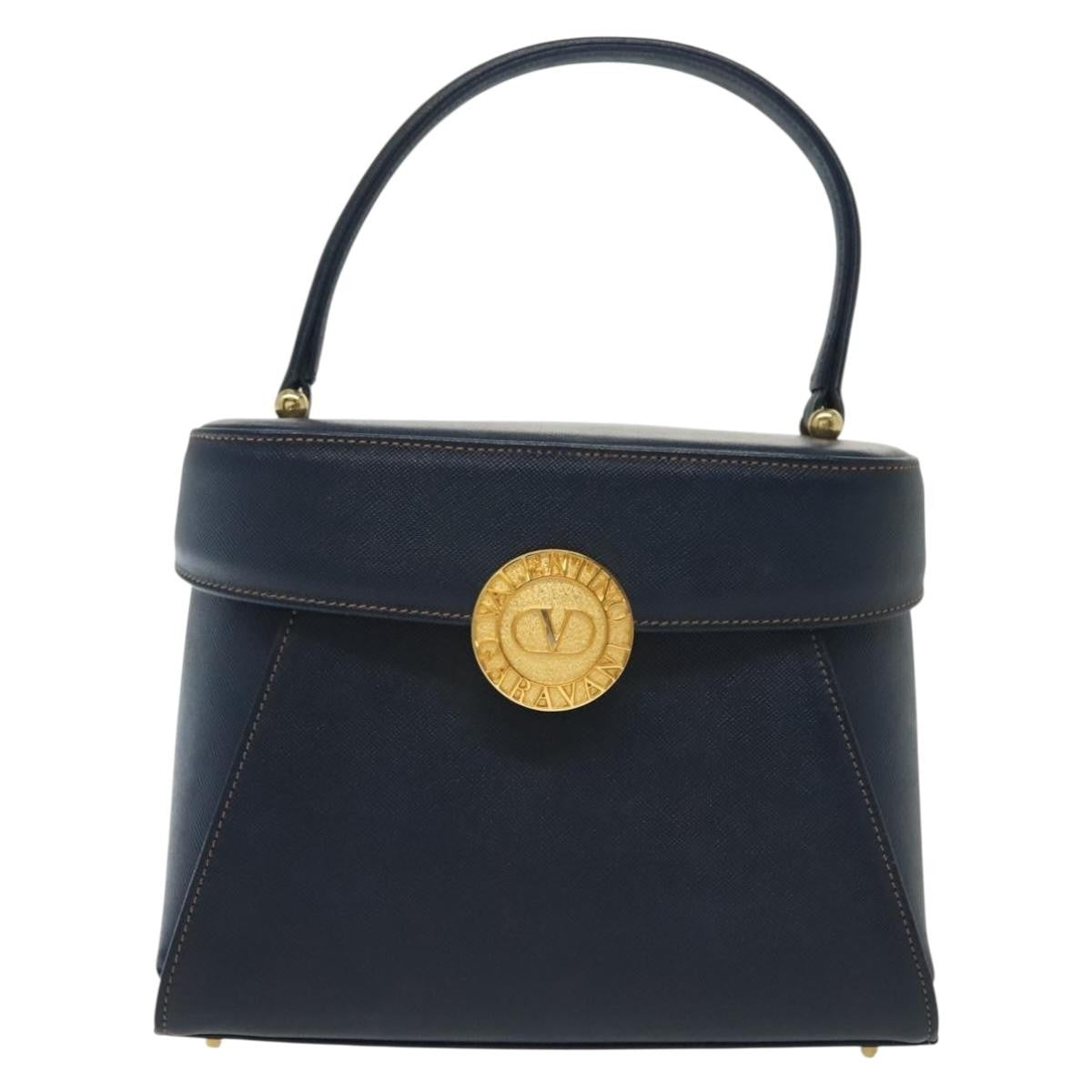 Valentino Garavani Vintage Handbag Leather, NAVY, LEATHER, Handbag