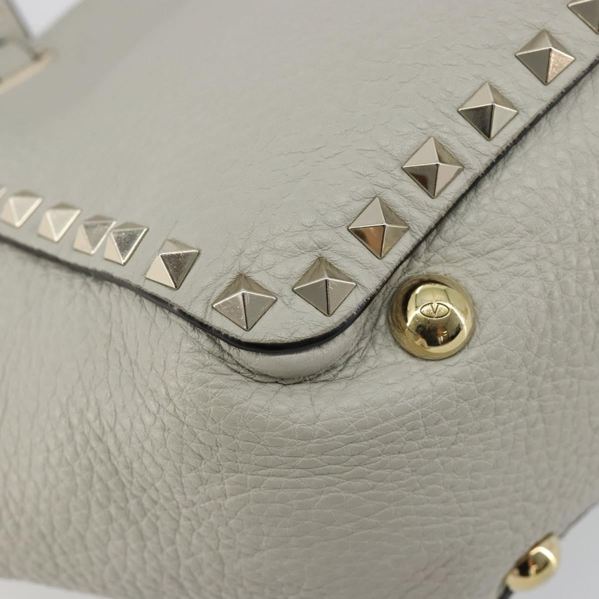 Valentino Garavani Rockstud Tote Textured Leather, Gray, Leather, Tote Bag
