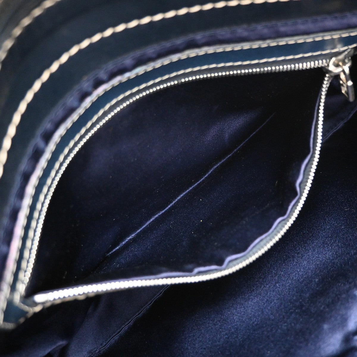 Fendi Vintage Flap Shoulder Bag Zucchino Canvas with Leather, NAVY, CANVAS, Shoulder bag