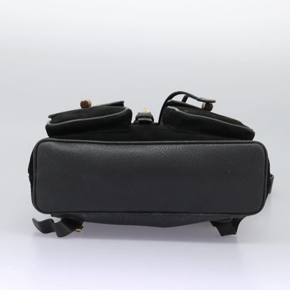 Gucci Vintage Bamboo Backpack Suede and Leather, Black, Suede, Backpack