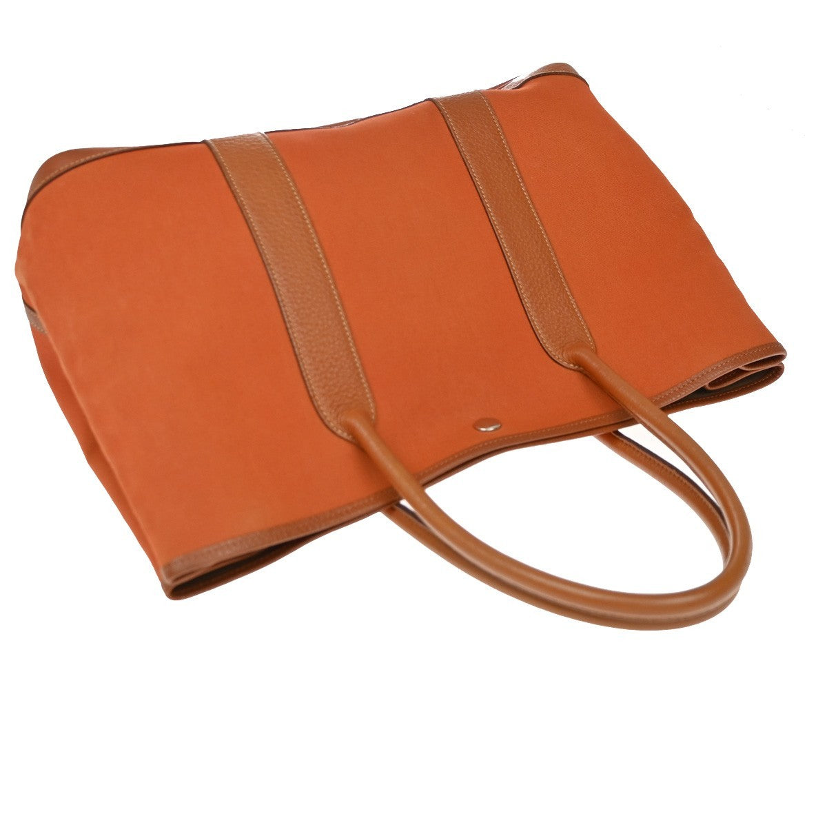 Hermes Garden Party Tote Canvas and Leather, ORANGE, CANVAS, Tote bag