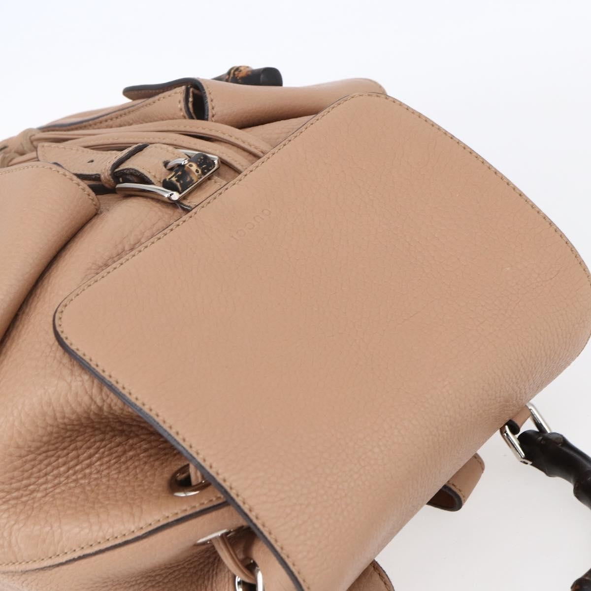 Gucci Vintage Bamboo Backpack Leather, BEIGE, LEATHER, Backpack