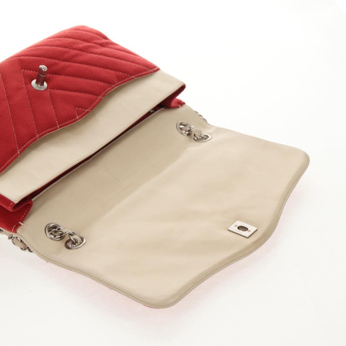 Chanel Leo Lion Flap Bag Chevron Jersey, RED, COTTON, Shoulder bag