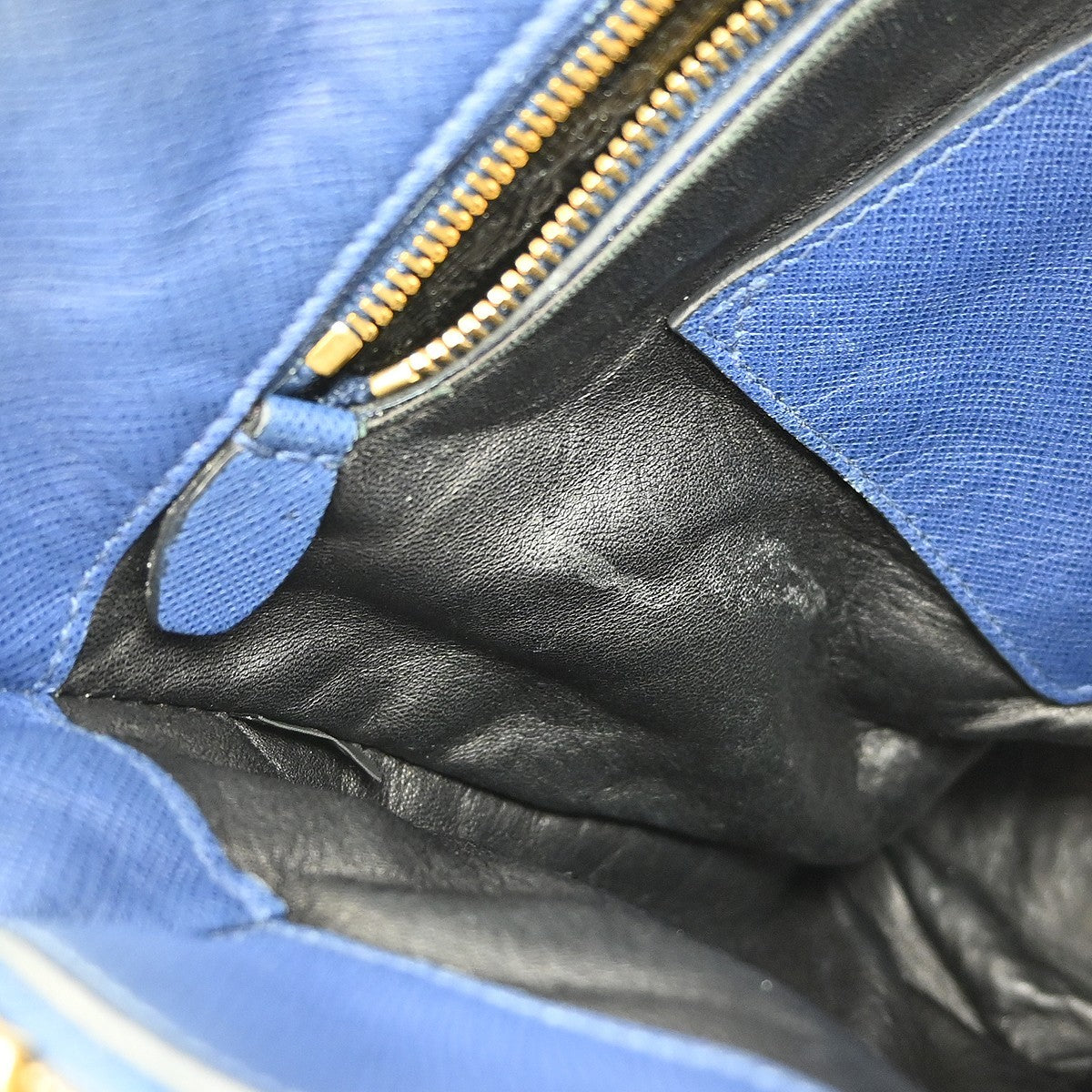 Prada Soft Triple Pocket Convertible Tote Saffiano Leather, BLUE, LEATHER, Tote bag