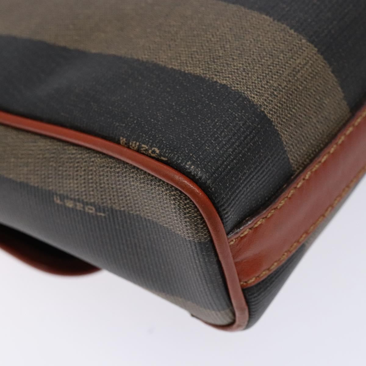 Fendi Vintage Pequin Flap Messenger Bag Coated Canvas, BROWN, CANVAS, Shoulder bag