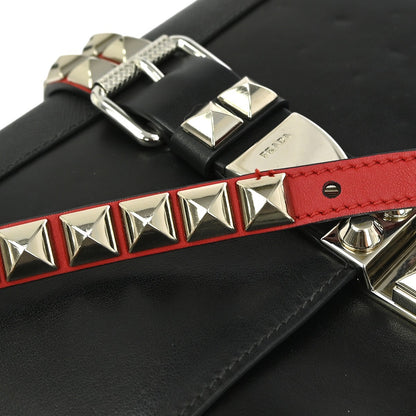 Prada Elektra Shoulder Bag Studded Leather, BLACK, LEATHER, Shoulder bag