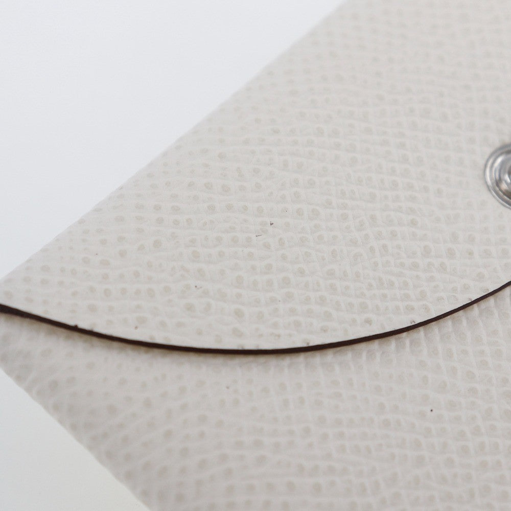 Hermes Calvi Card Holder Epsom, WHITE, LEATHER, Card Holders